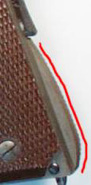 This is an arched mainspring housing which is characteristic of the M1911A1 This is an arched mainspring housing which is characteristic of the M1911A1