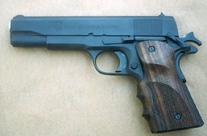 Author found the .38 Super pistol very pleasing. Note Caspian grips Author found the .38 Super pistol very pleasing. Note Caspian grips