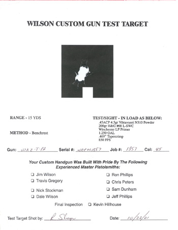 Wilson Custom Gun Test Target Wilson Custom Gun Test Target
